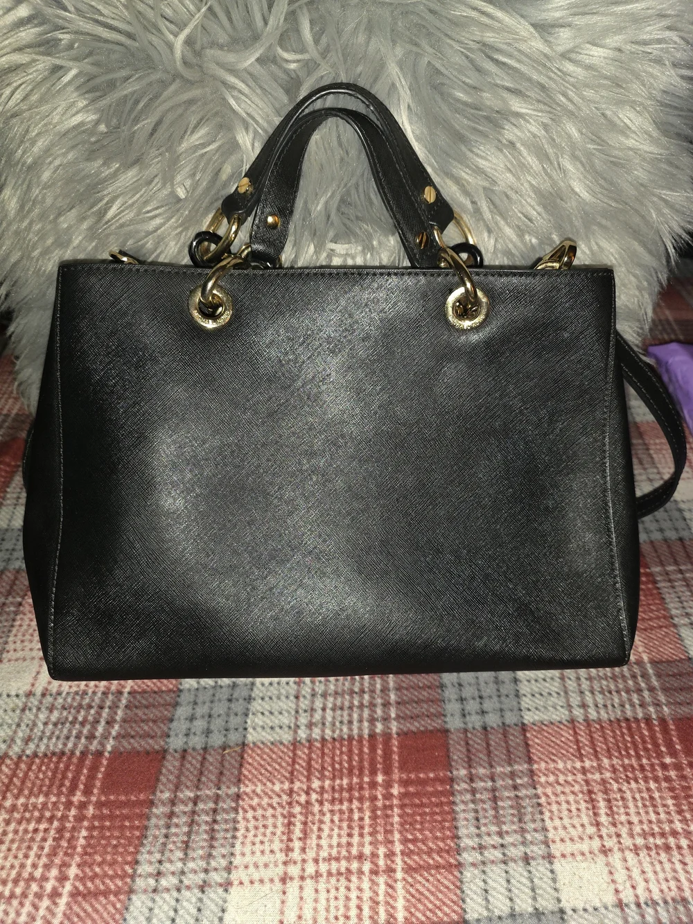 Michael Kors Black Saffiano Leather Tote with Gold Hardware